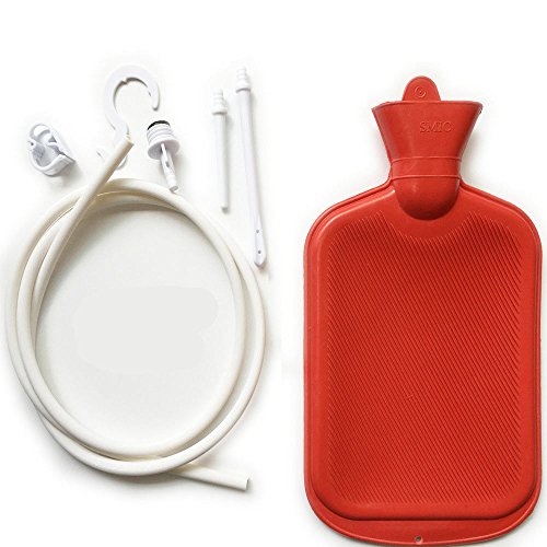 Ocamo – Kit de sistema de espuma vinílica Enema com garrafa de água quente de borracha, Vermelho