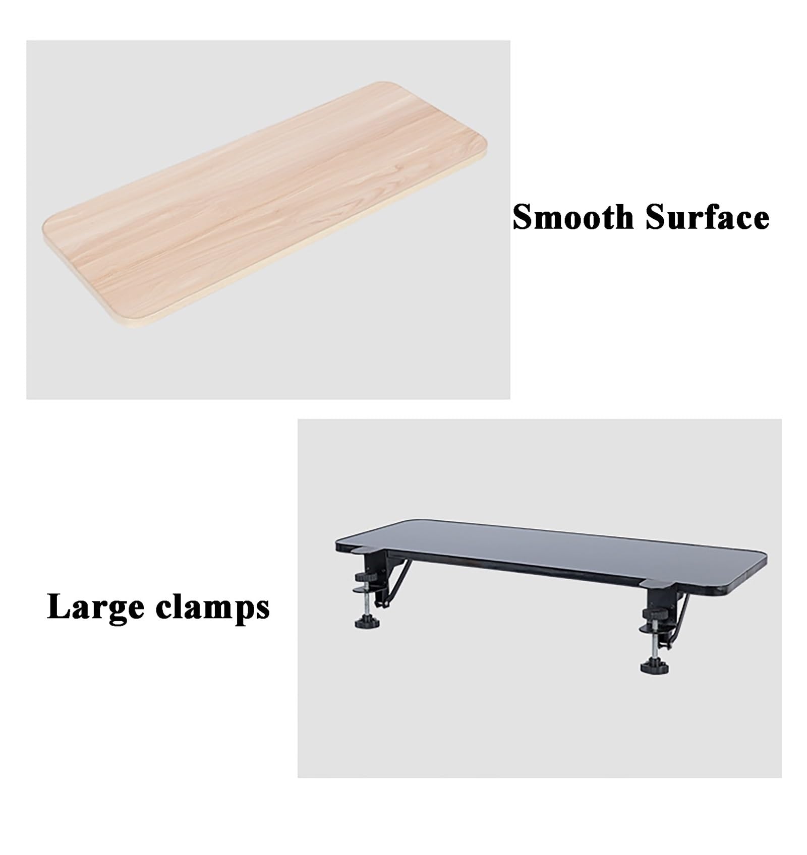 Plateau D'extension De Bureau Pliable 52x24 Cm - Espace Supplémentaire Pour Clavier, Repose-bras, Rangement Pratique - Blanc
