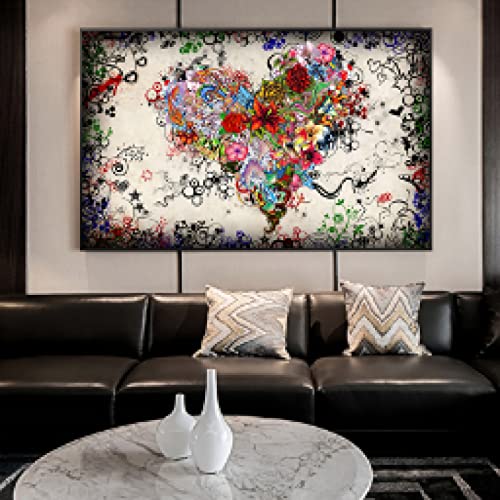 Toile art affiche murale fleurs abstrait coloré 60x90cm pour mur vide salon