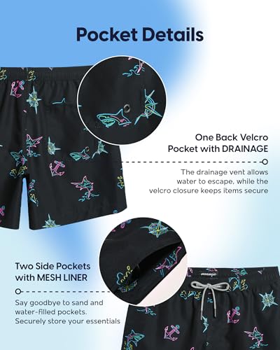 Image of maamgic Mens Swim Trunks 5 Inch with Mesh Lining, Quick Dry Mens Bathing Suit, Swim Shorts for Swimming and Beach