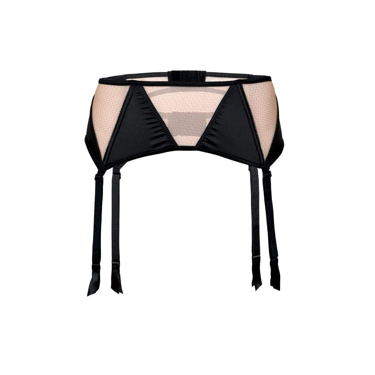 Roza Mehendi Nude and Black Floral Suspender Belt