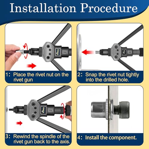 Image of 1 /4''-20 UNC Rivet Nut, 88Pcs 304 Stainless Steel Flat Head Rivnut Threaded Insert Nutsert