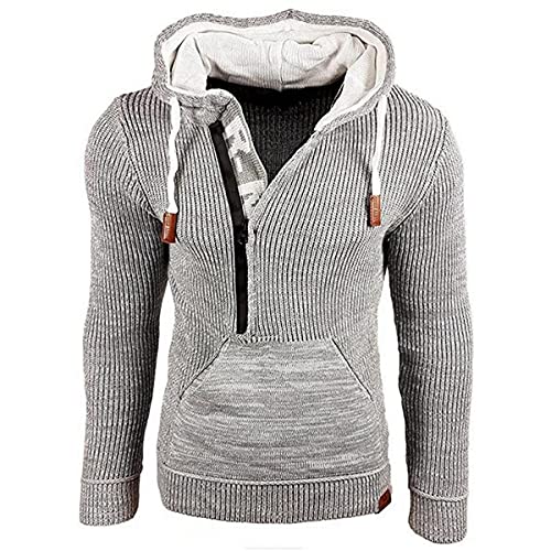 Pull à capuche homme avec plusieurs poches pratiques veste décontractée manches longues grise