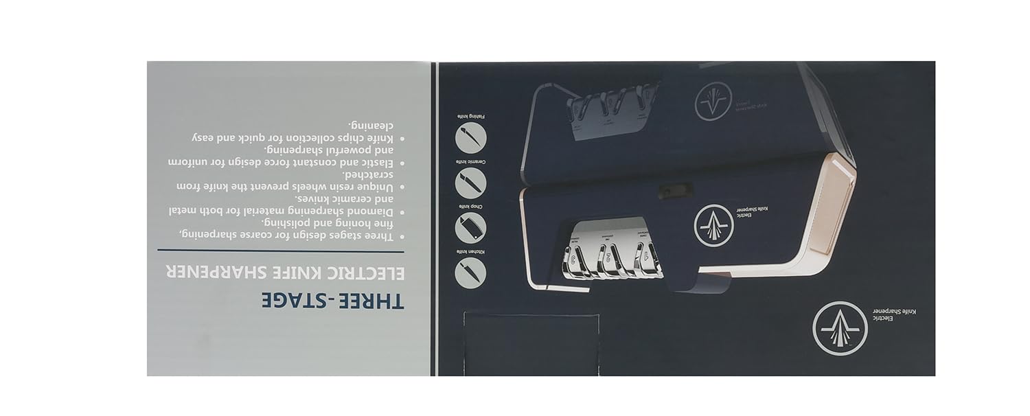 Professioneller Elektrischer Messerschärfer mit Diamant-Schleifmitteln und Präzisionswinkelführungen für Gerade Kanten und Keramikmesser, Blau