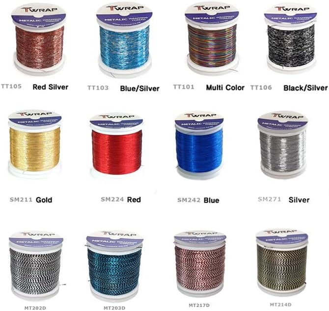 Lot of 12ea Best Metaliic Rod Wrapping Threads (JK016) for Fishing Rod Building Repair