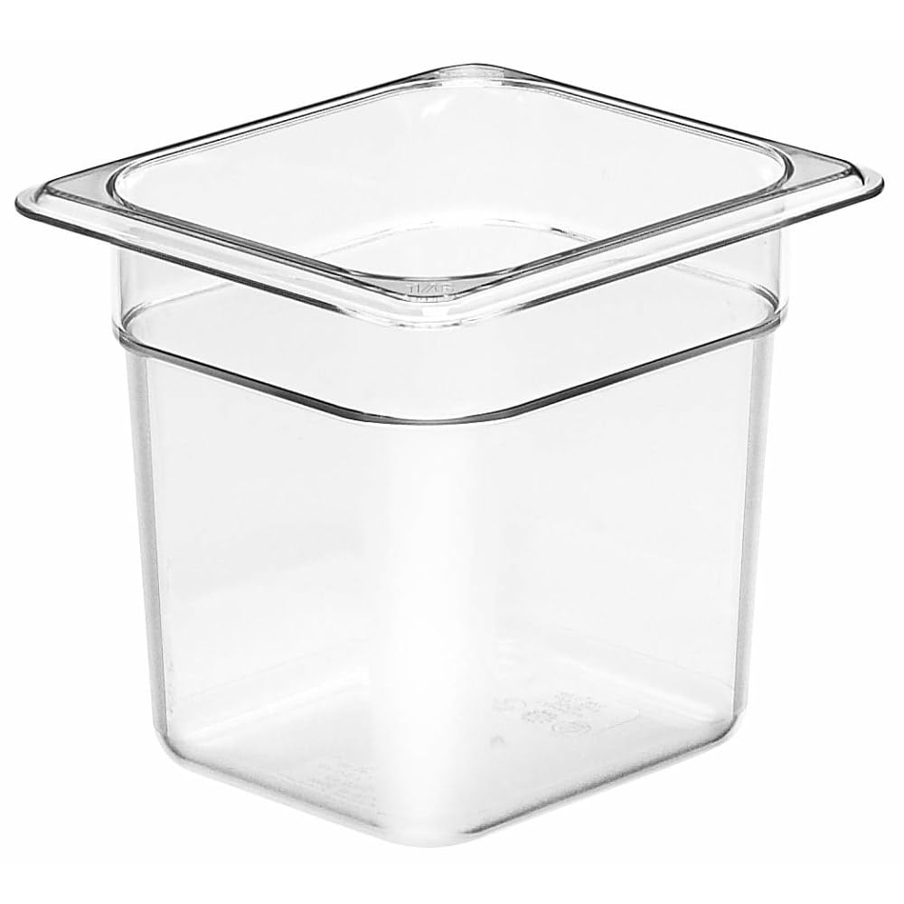 Cambro Camwear Food Pan, Plastic, misura 1/6, spessore 6", policarbonato, trasparente, Nsf (6 pezzi/unità) by