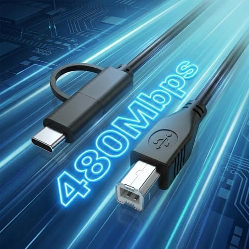 Furalis Type-C + Micro USB to USB-B Yazıcı/MIDI Bağlantı Kablosu (1 METRE) - Printer, Tarayıcı, MIDI Klavye, Ses Kartı, Dijital Piyano - DJ ve Müzik Ekipmanları Uyumlu - Görsel 4