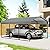 EBE 10 x 15 FT Outdoor Carport, Heavy Duty Metal Carports with Galvanized Steel Roof, Carport Canopy Garage Shelter Shade for Car, SUV, Truck, Boats and Tractors