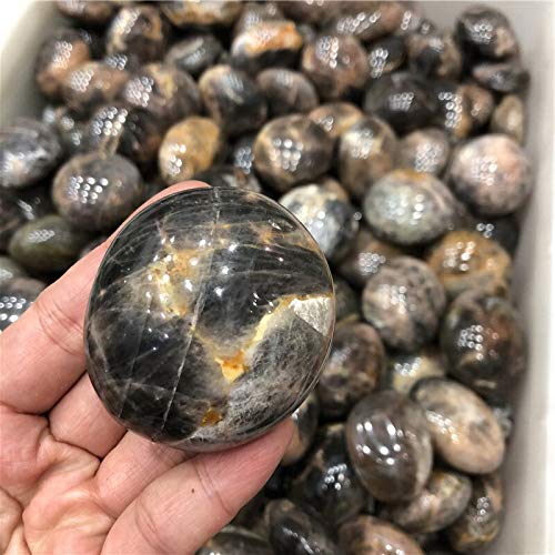 LCBH Natural Black Moonstone Palm Stone Tumbled Stones Crystal Healing Reiki (Color : 1 Piece)
