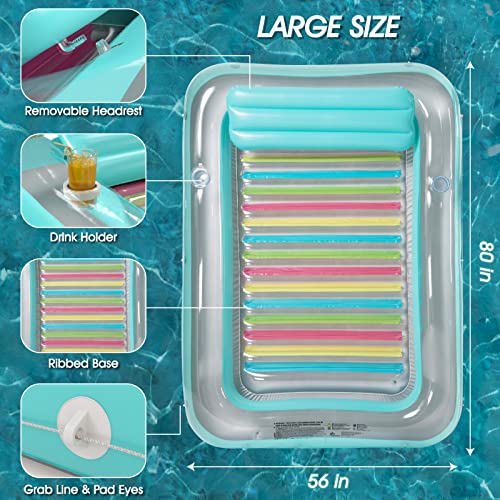 Image of Inflatable Tanning Pool Lounger Float - Jasonwell 4 in 1 Sun Tan Tub Sunbathing Pool Lounge Raft Floatie Toys Water Filled Tanning Bed Mat Pad for Adult Blow Up Kiddie Pools Kids Ball Pit (MG,XL)
