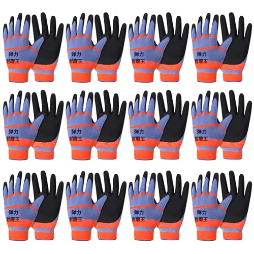 Hoemwarm 12 Pairs Gardening Gloves for Men Women Summer Work Gloves Breathable Latex Coated Outdoor Protective Yard Glove for Weeding Digging Raking and Pruning