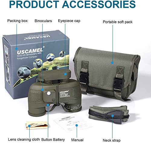 Uscamel UW004 10X50 Marine Binoculars For Adults With Rangefinder Compass thumb #6
