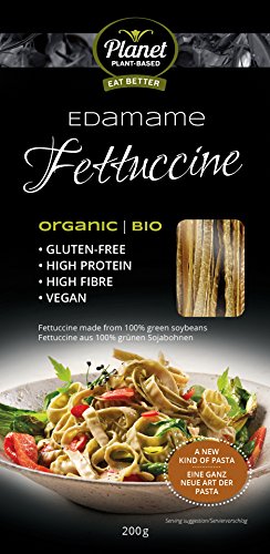 Fettuccine Edamame di Planet Plant-Based, (1 x 200g) , Pasta Orgánica y Gluten Free: Fideos Ricos En Proteína 100% Hechos de Soja. Veganos. Bajos En Calorías y Ricos En Fibra.