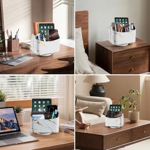Rangement de bureau blanc doré pour vos télécommandes et pinceaux de maquillage - 8