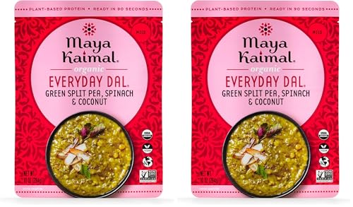 MAYA KAIMAL Organic Green Split Peas, Spinach & Coconut Everyday Dal, 10 OZ (Pack of 2)