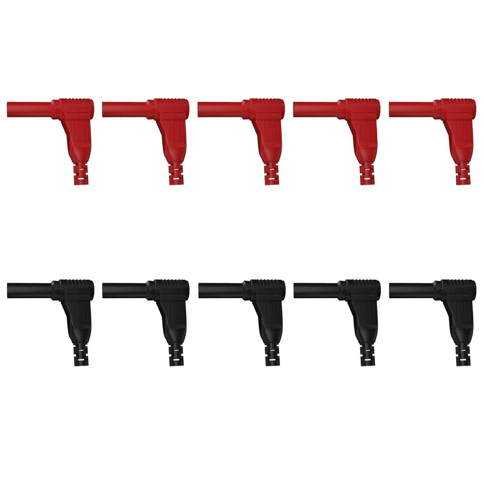 10 pièces 4MM Angle Droit 90 degrés fiche Banane soudage Assemblage Fils de Test connecteurs Q.10039(5 Red 5 Black)