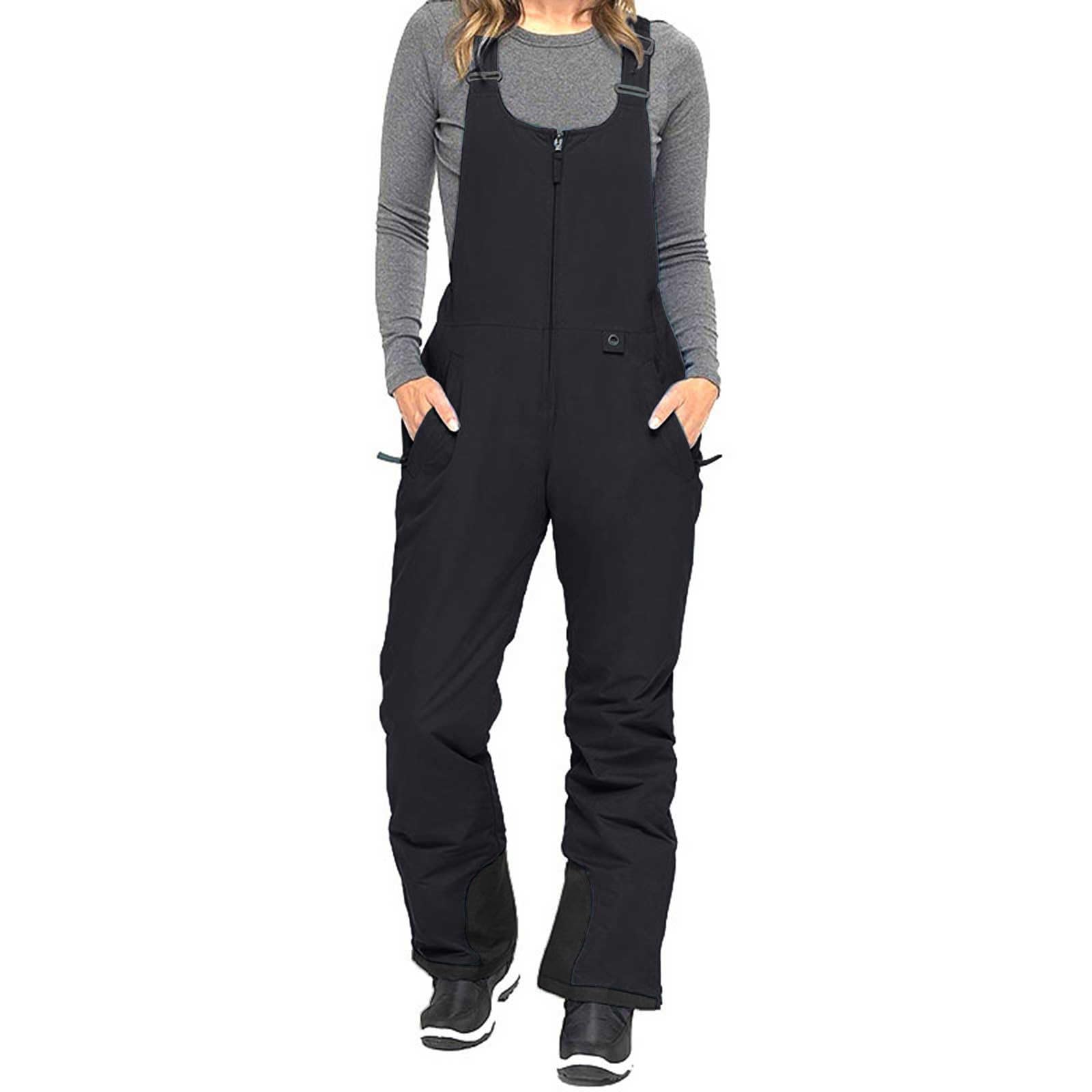 Salopette de ski isolante pour femme - Pantalon de snowboard d'hiver sans manches - Bretelles réglables - Combinaison une épaule pour femme