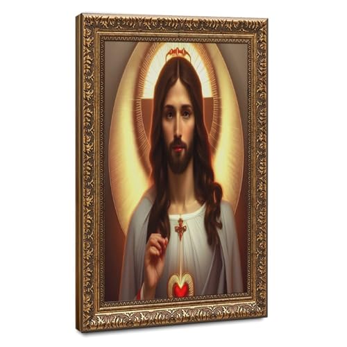 Affiche chrétienne Jésus Sacré-Cœur pour rompre la monotonie des murs vides du salon