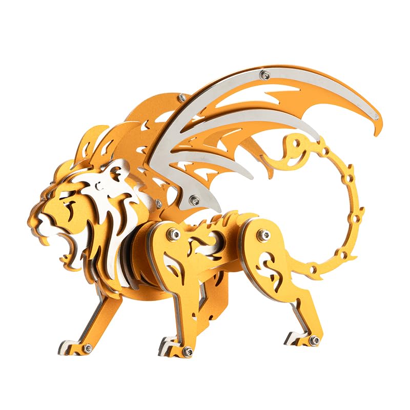 3D Metal Puzzle Beasts Model Kit, 60PCS 3D Assembly Mechanical Manticore Building Kit, Unique Desk Creative Art Decorations Gift for Adults