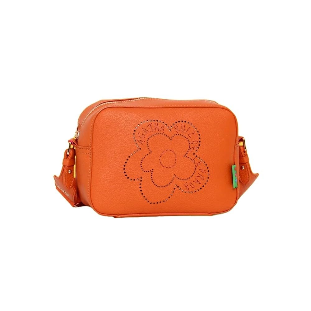 Agatha Ruiz de la Prada Bolso Bandolera en color naranja con flor calada