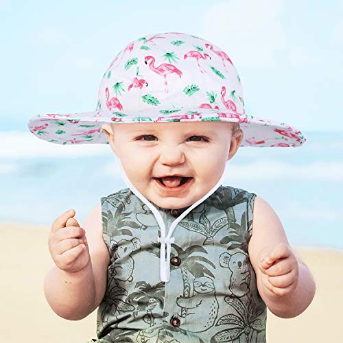Zando Baby Girl Sun Hat Wide Brim Summer Hats Uv Protection Bucket Hat Caps Cute Bow Beanies Beach Hat For Baby Girls Boys White Cheery 12-24 Months #TOP6