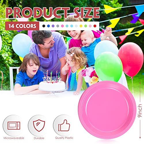 140 Pcs Plastic Plates Disposable Color Paper Plate 9 Inch Round Multicolor Paper Dessert Plates Disposable Colorful Plate Paper Dish For Christmas Dinner Dessert Party Serving Supplies, 14 Colors #TOP1