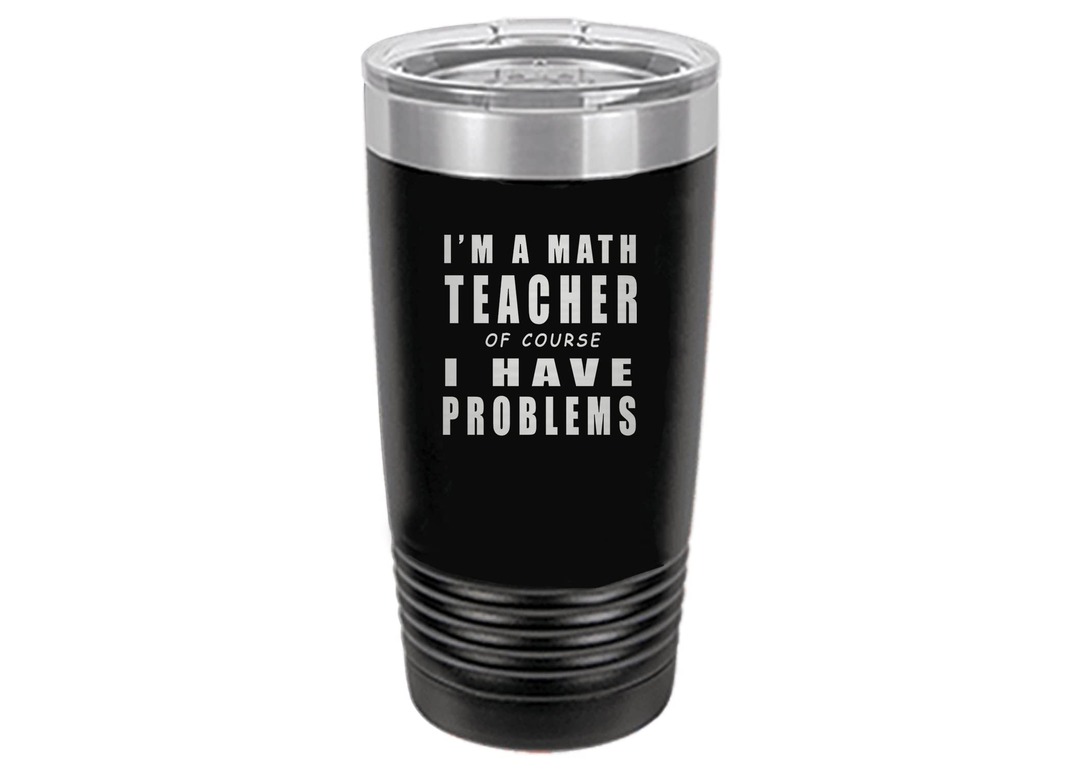 Rogue River Tactical Śmieszny nauczyciela matematyki problemy duży 590 ml kubek podróżny ze stali nierdzewnej kubek z pokrywką szkoła profesor nauczanie edukator prezent (czarny)
