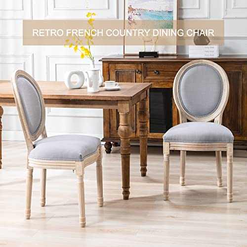 Image of French Dining Chair Set of 2,Upholstered Farmhouse Dining Chairs with Solid Wood Frame and Tufted Fabric,Rubber Wood Mid Century Modern Dining Chairs for Dining Room,Living Room, Kitchen,Restaurant