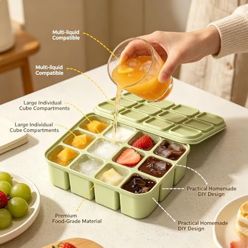 Bandeja de hielo de silicona con 12 cavidades y tapa miniatura 3