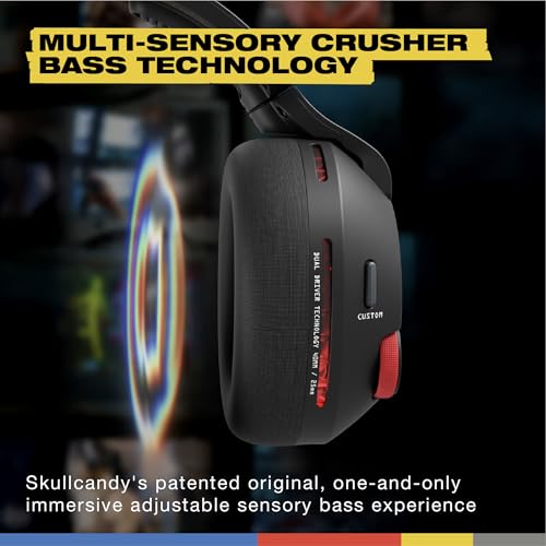 undefined Skullcandy Crusher PLYR 720 Wireless Gaming Headset, Ultimate Immersion and Comfort, THX Spatial Audio and Multi-Sensory Bass, Removable Mic, PC, PlayStation, Nintendo, Multi-Platform - Digi-Black の商品画像 1