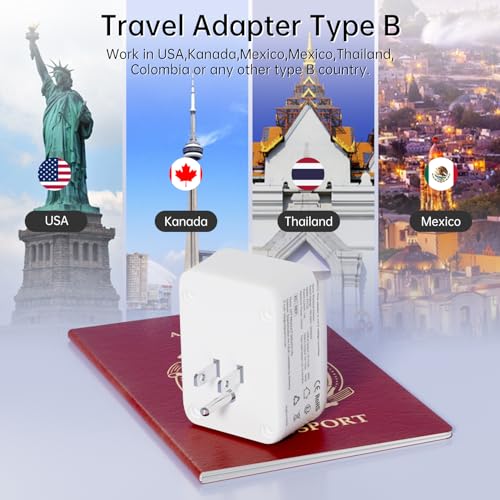 Reiseadapter USA Adapter Amerika Deutschland Stecker Typ B Steckdosenadapte – Ansicht 2