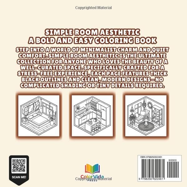 Simple Room Aesthetic: A Bold and Easy Coloring Book: Minimalist Cozy Room Designs and Modern Interior Spaces for Relaxation and Stress Relief image 3