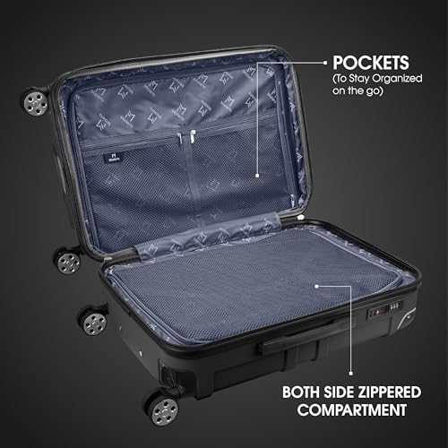 Maleta Crescent Cabin Trolley Bag 55 cms, 8 Spinner Wheels,TSA Lock Lightweight Luggage Trolley Bags for Travel Suitcase for Travel Bags for Travelling (Black, Cabin-Small)4