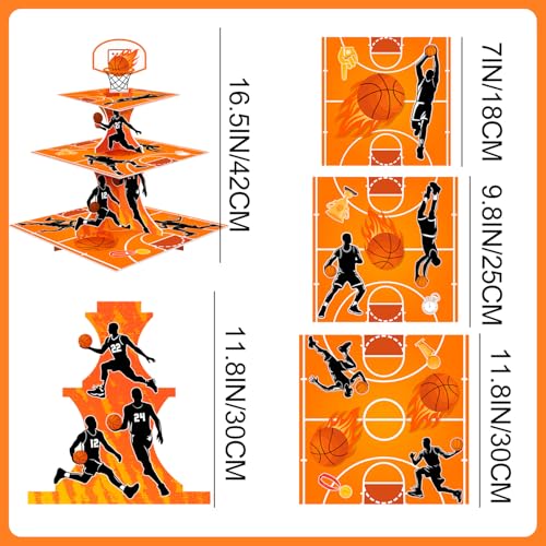 Basketball Cake Ständer, 3-Stöckiger Basketball Cupcake Ständer Basketball Deko Geburtstag für Basketball Party Decoration