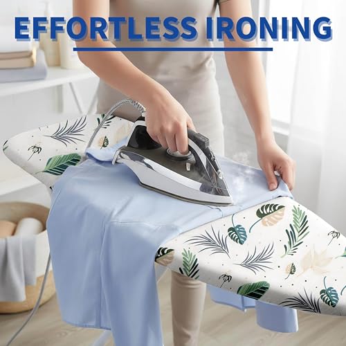 Ironing Board Cover and Pad,Thick Scorch Resistant Padding Green Leaves Print Iron Boards Covers,Standard Size Easy-Fastening Magic Tape & Elastic Edges for Secure Fit by yidfbfkid - Used condition - Image 5