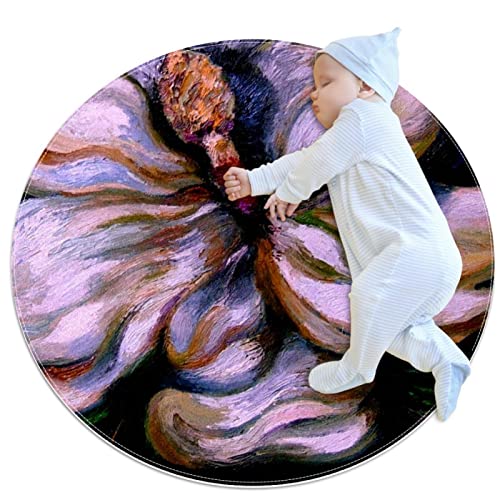 Tapis rond fleur de magnolia JDEZ 100x100cm pour salon
