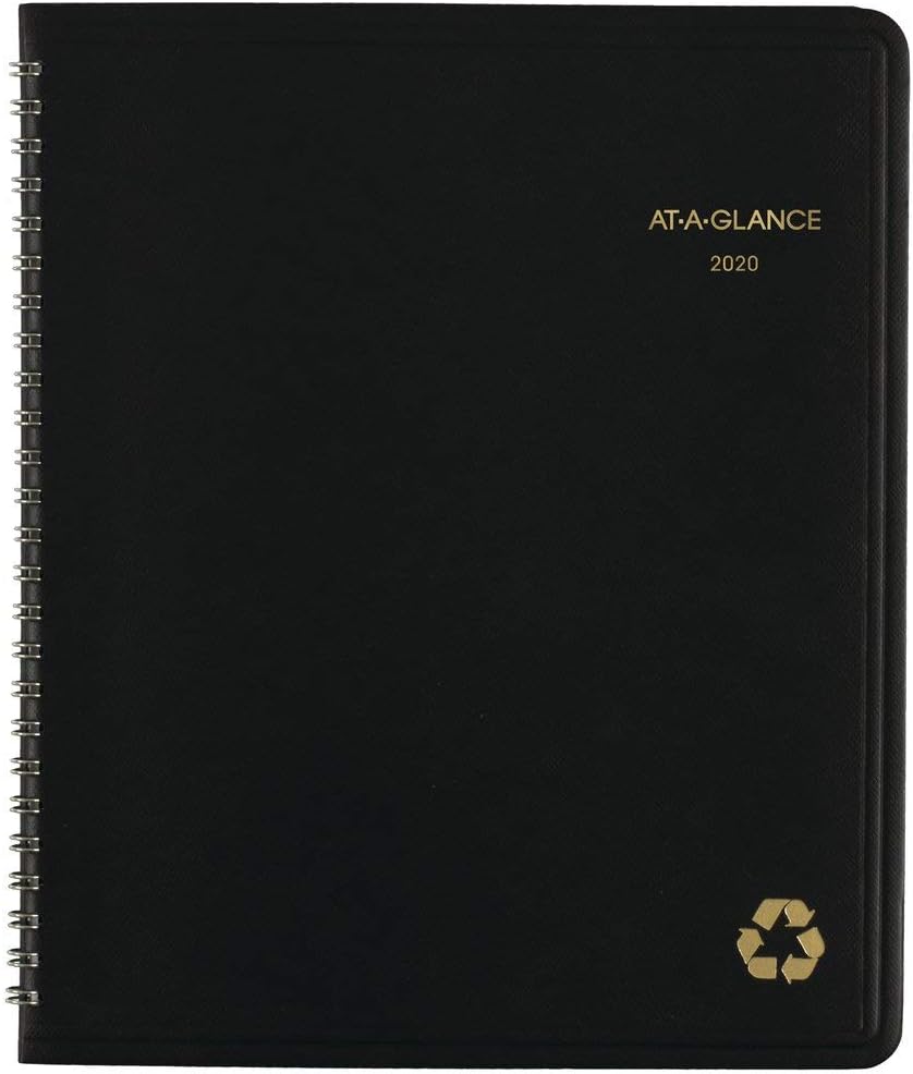 AT-A-GLANCE 2020 Monthly Planner, 7" x 8-3/4", Medium, Recycled, Black (70120G05)