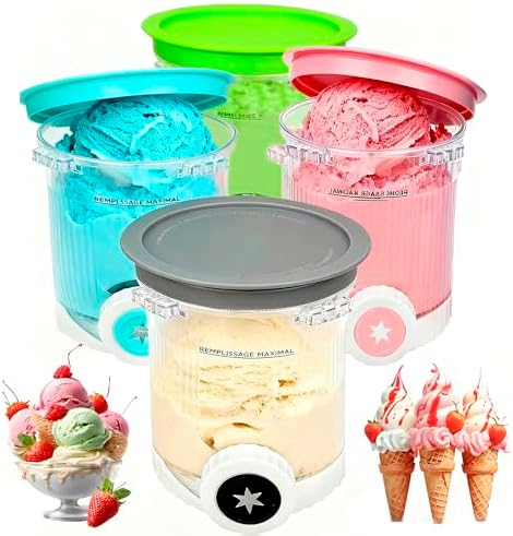 HAIWILL 4 Stück Ersatz Behälter für Ninja Creami Swirl NC701EU 480ML | Behälter Kompatibel mit Ninja Swirl BPA-Frei und Spülmaschinenfest Becher und Deckel für Ninja Swirl Eismasch