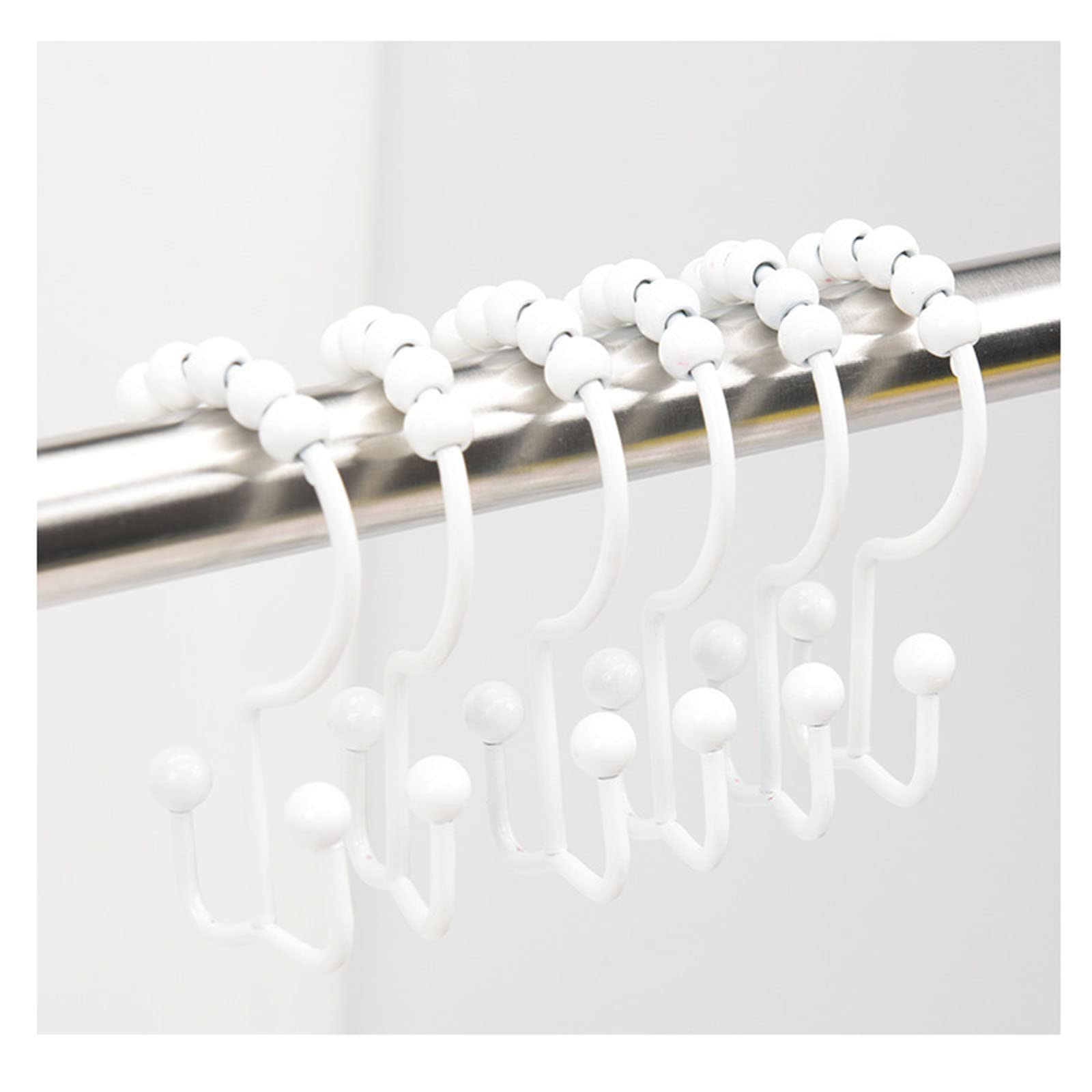 EISTEE Anelli per tende, ganci per tende, anelli da appendere, 12 ganci per tende da doccia in acciaio inox, per appendere aste da bagno, anelli facili da scivolare, g (colore : G)