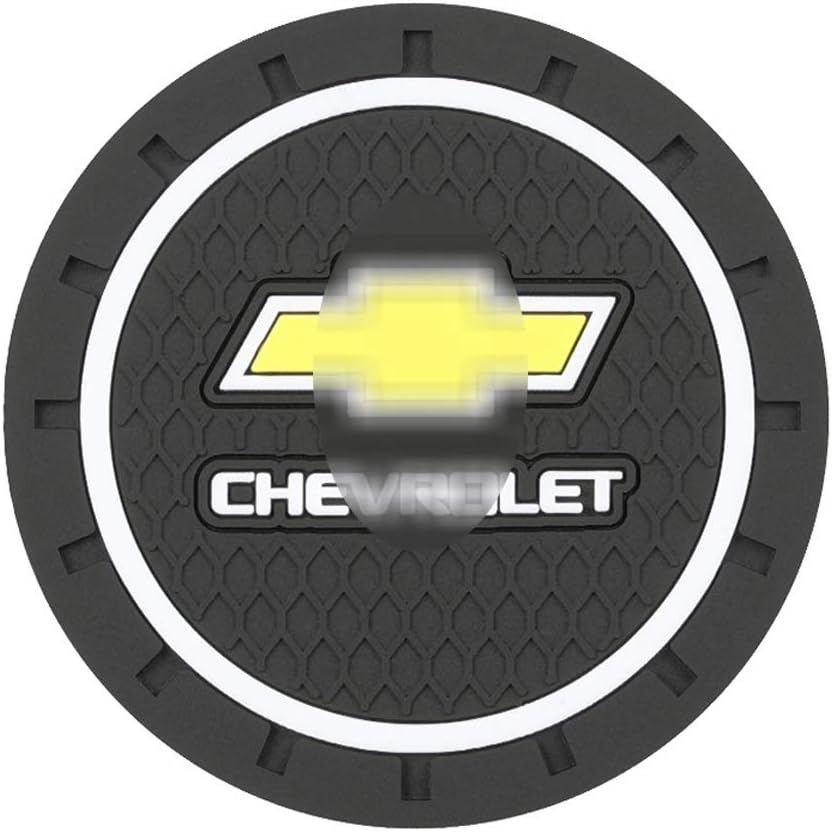 Carhome01 Car Logo Cup Holder Coaster for Chevrolet Accessories, 2.8 Inch Anti Slip Mat Auto Interior Decoration Pad for Chevy (2PCS)