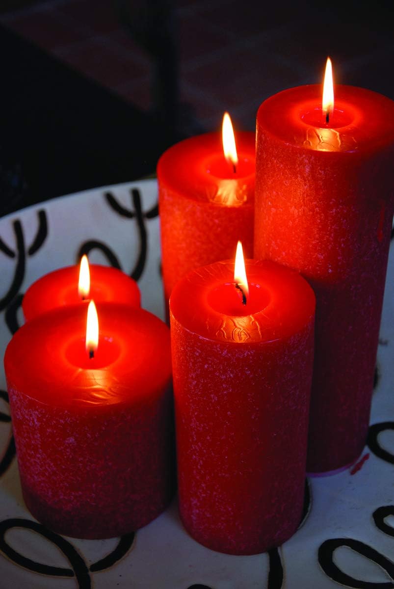 Root Candles Unscented Candles Premium Beeswax Blend Pillar Candle, 3 x 9-Inches, Red