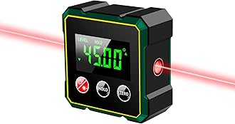 YELKOEYN Digital Angle Finder - 4 Side Strong Magnetic Digital Angle Gauge Protractor with Laser, Level Box Carpentry Equipment, Bevel Gauge T-rend Angle Ruler for Woodworking Garden