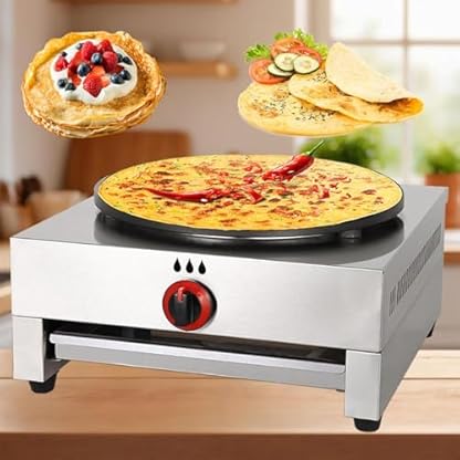 KJHYYPP Crêpes-Maker, 16 Zoll, 1700 W, Pfannkuchen-Maker-Pfanne, kommerzielle Desktop-Edelstahl-Crepes-Maker-Maschine, elektrisch (Gas) – Bild 3