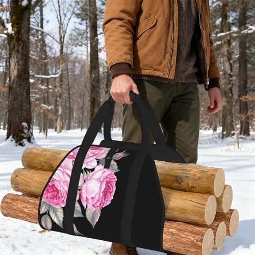 Sac de rangement étanche solide grand format motif fleurs roses intérieur