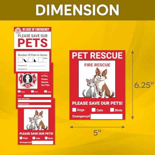Image of Pack 9 Pcs Pet Rescue Emergency Sticker for Cars Vehicles Trucks Indoor Outdoor Window Warning Signs Bumper Stickers Removable Waterproof Vinyl Decals Car Exterior Accessories