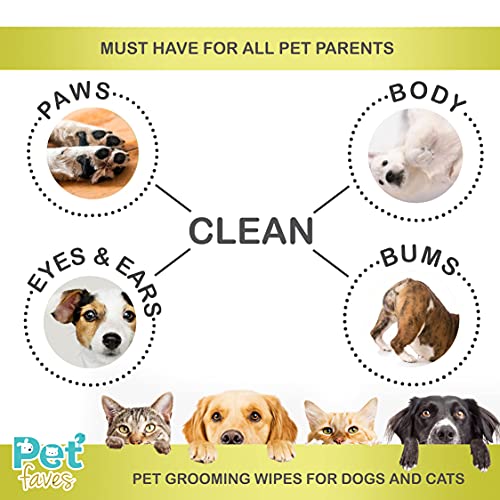 Pet Faves Dog Wipes For Paws And Butt - Plant Based Deodorizing Hypoallergenic Grooming Wipes With Aloe & Vitamin-E. Unscented And Alcohol Free Pet Wipes For Dogs And Puppies. 400 Count. #TOP4