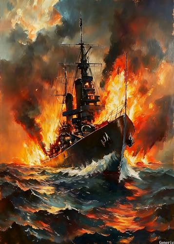 Wooden Jigsaw Puzzle Battleships 1000 Pieces for Adults Brain Teaser Game, Home Decor, and Gift 20x28in