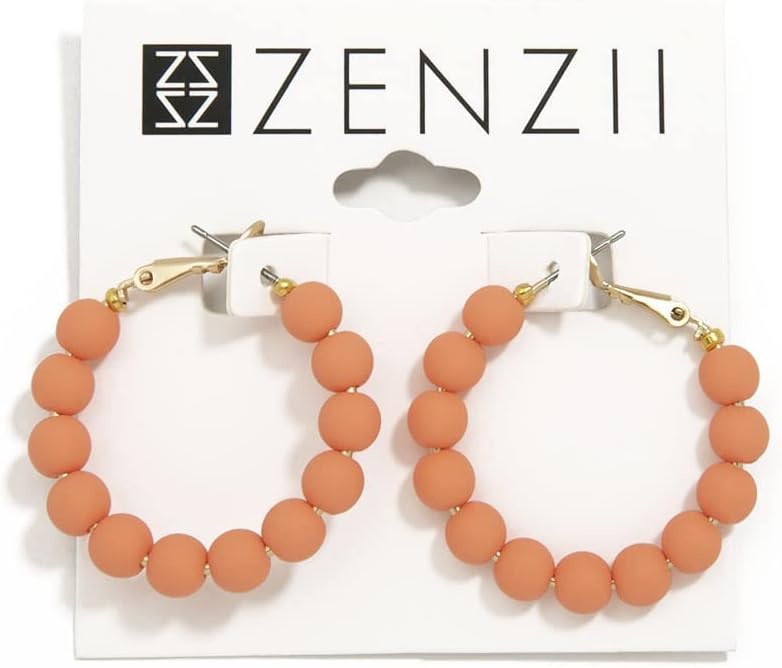 ZENZII Beaded Hoop Fashion Earrings Bohemian Circle Round Bead Earrings Chic Dangle Earrings for Women Girls