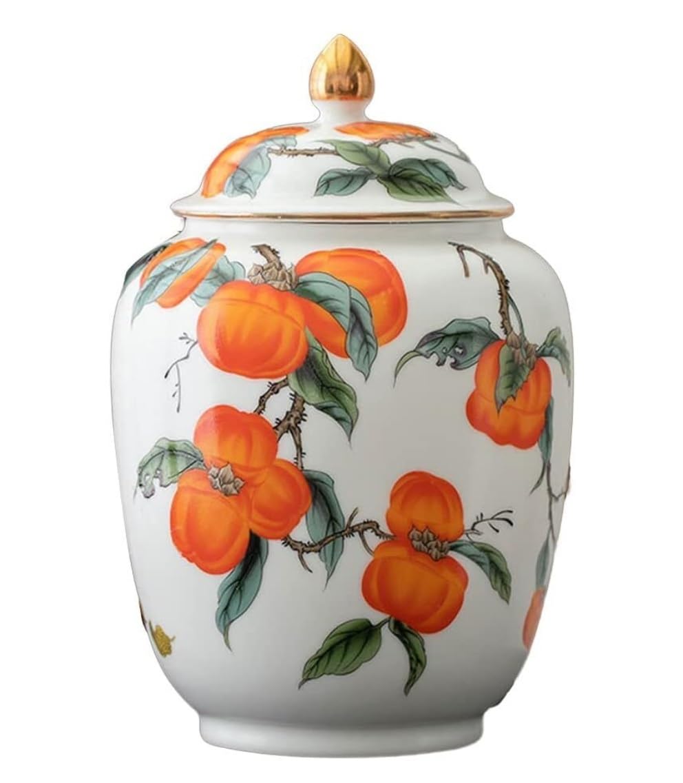 CVdrtyED Home Decor Ceramic Ginger Jar Vase With Lid Traditional Chinese Decorative Porcelain Jars Temple Ginger Jar(14 * 22cm)