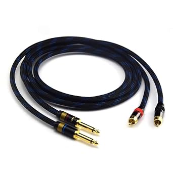 1 Pair Hifi 6.35mm-RCA Cable 4NOFC Dual 6.35mm Male to Dual RCA Male Audio Cable 300CM